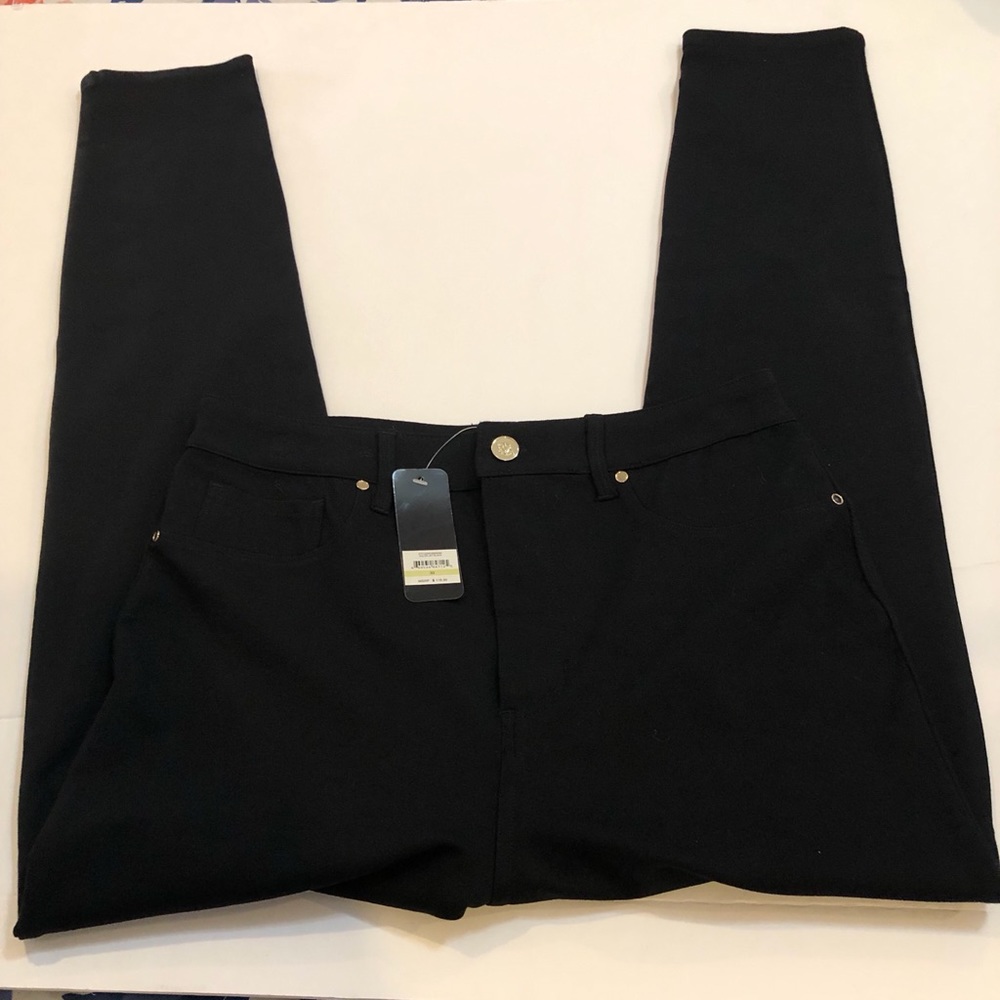 Bebe Jet Black Ponte Pants Sz 30 High Rise Skinny